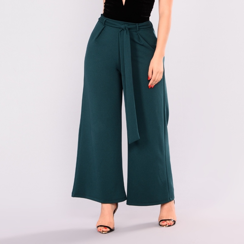 Hunter Green Wide Leg Pants